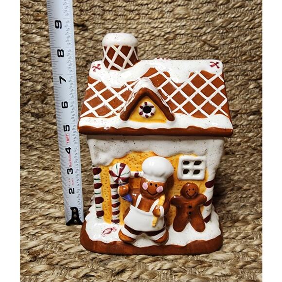 Christmas Gingerbread Tea Light Candle Wax Melt House Lori Grenier Ceramic - Picture 9 of 10